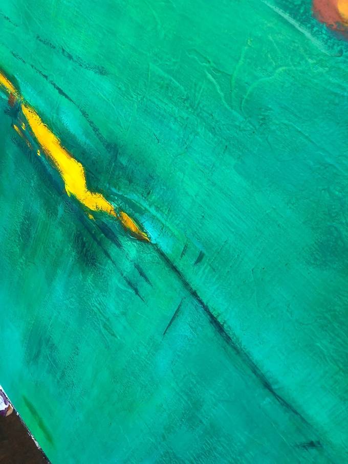 Entryway Original Hand-painted Modern Green White Abstract Canvas GN3TQ